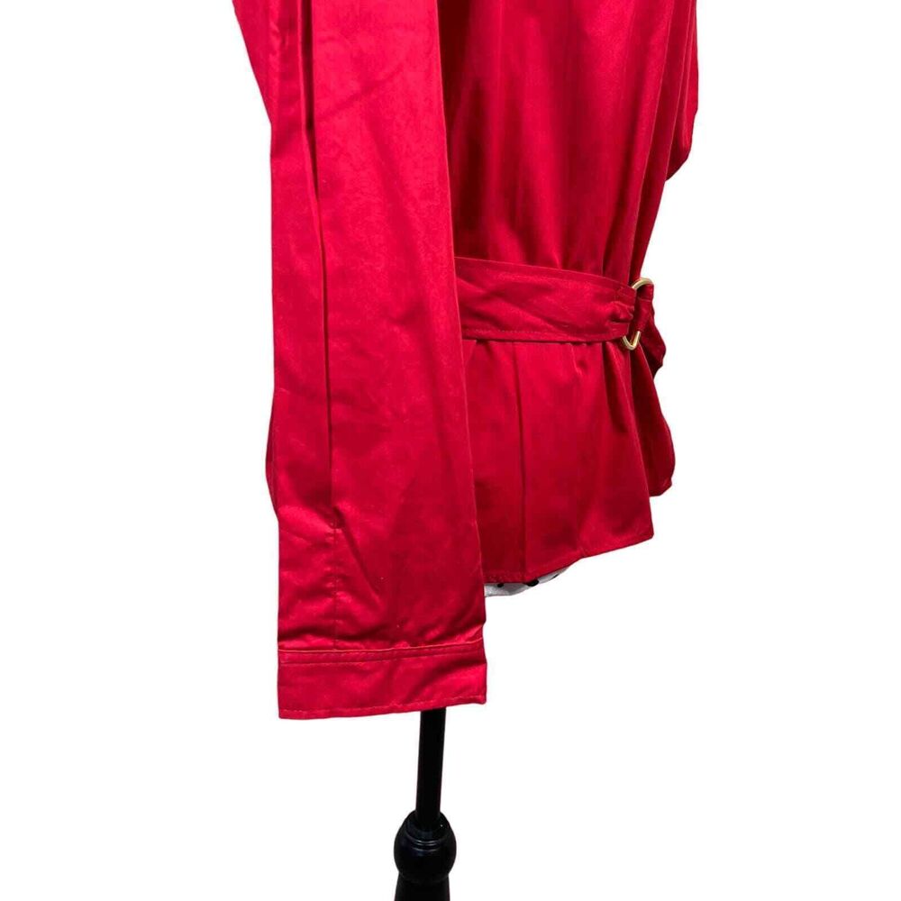 Zara basic red blouse Asymmetrical mock neck long… - image 4